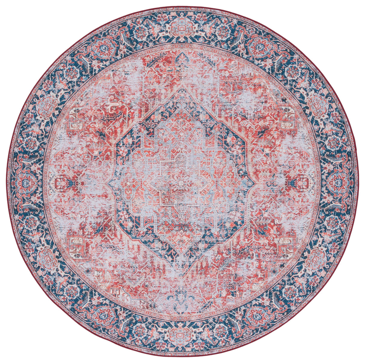 Safavieh Machine Washable Tucson Tsn177P Rust/Navy Rug.