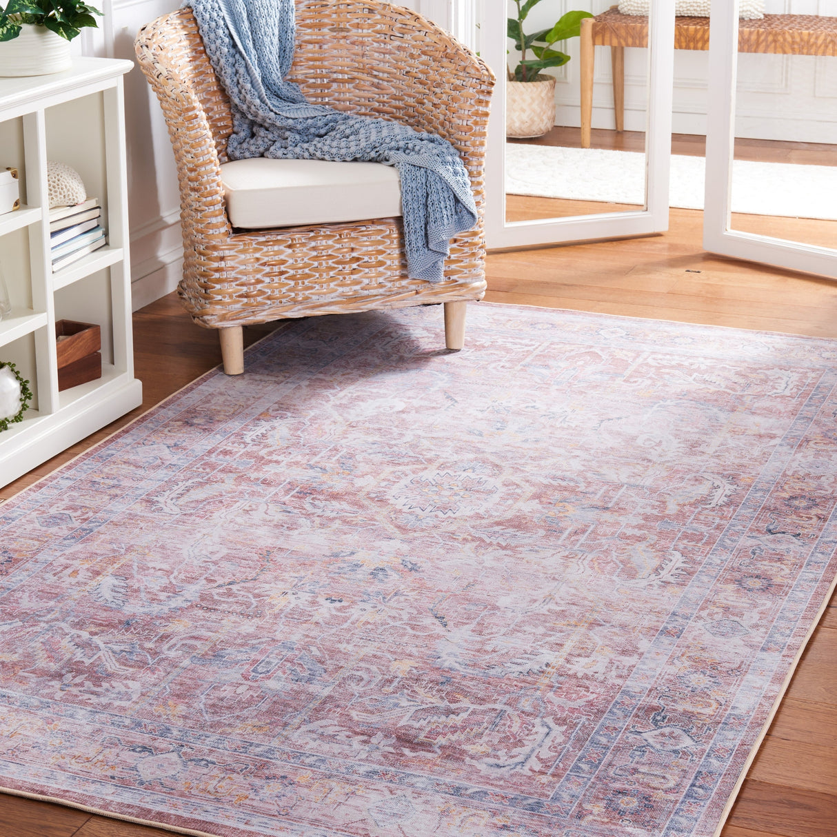 Safavieh Machine Washable Tucson Tsn185P Rust/Beige Rug.