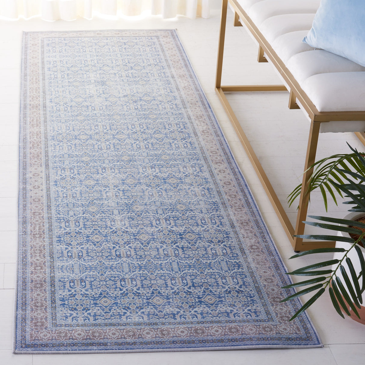 Safavieh Machine Washable Tucson Tsn186M Blue/Rust Rug.