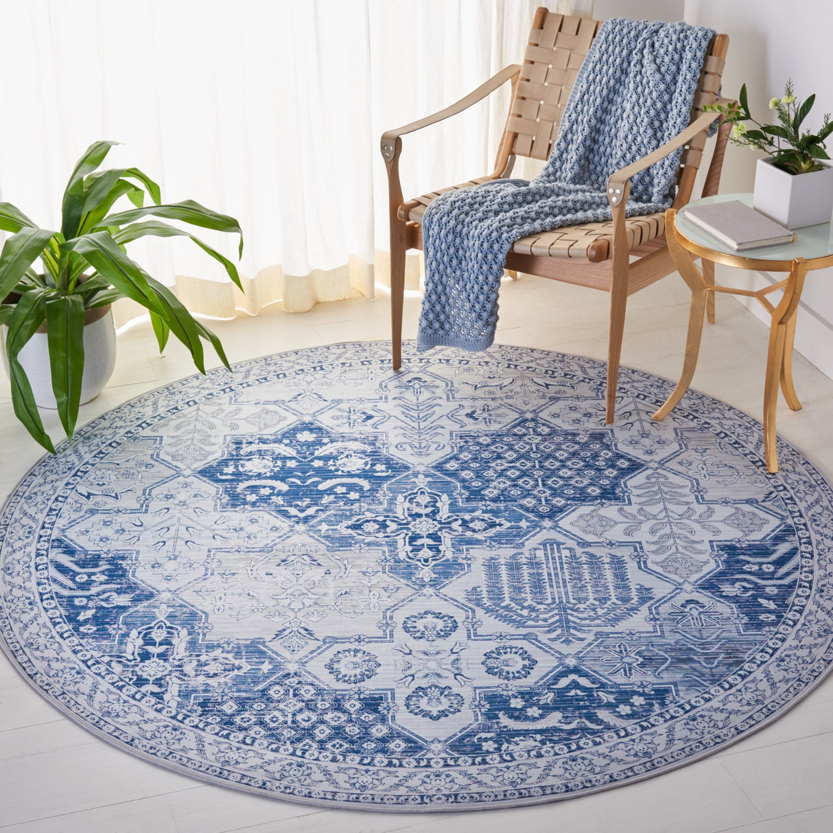 Safavieh Machine Washable Tucson Tsn193F Grey/Navy Rug.