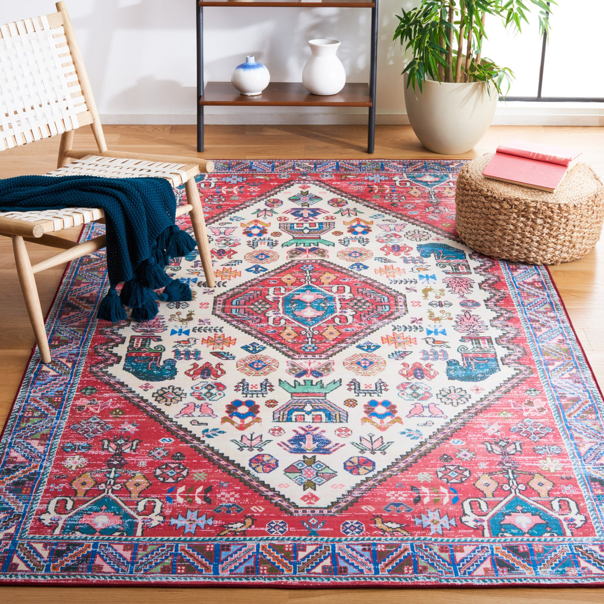 Safavieh Machine Washable Tucson Tsn194B Beige/Rust Rug.