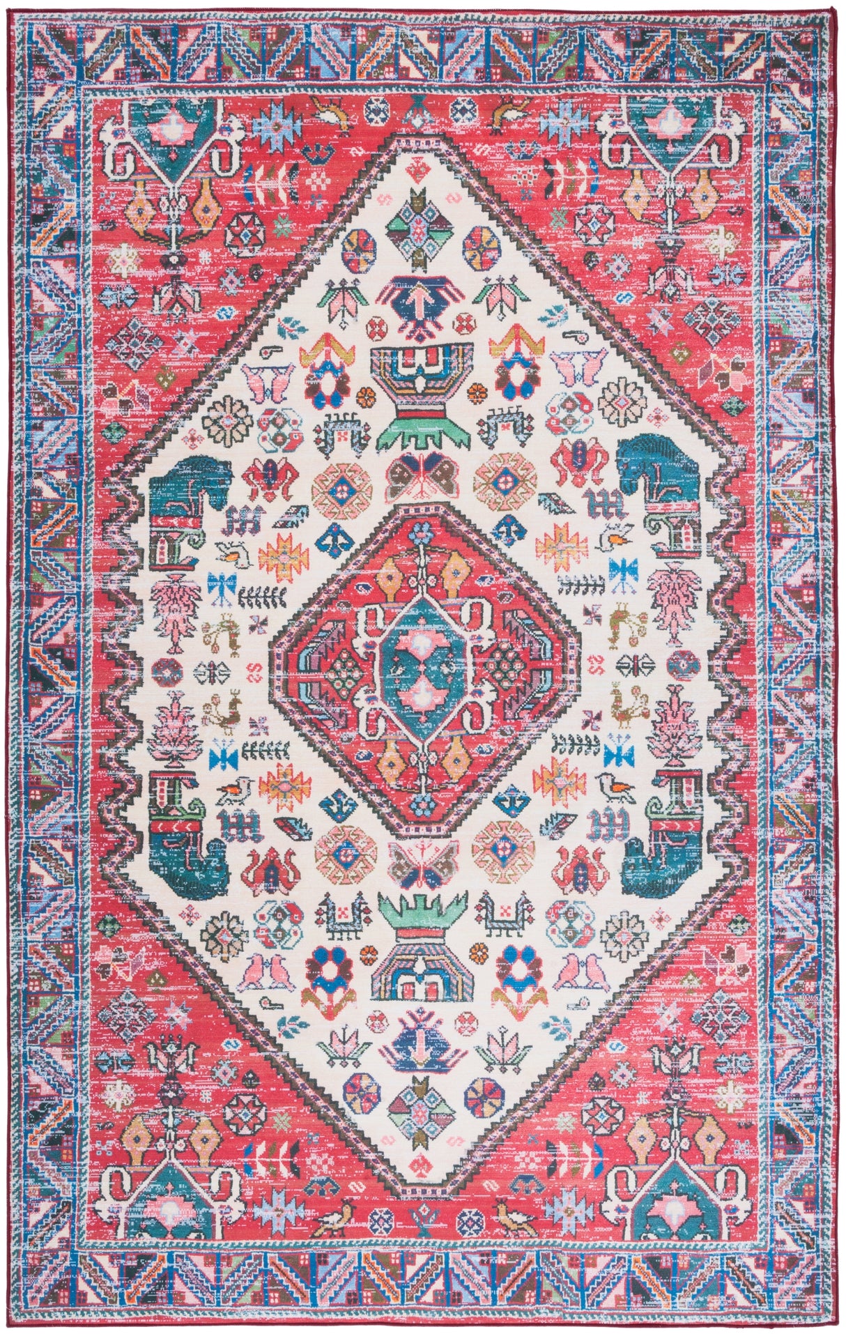 Safavieh Machine Washable Tucson Tsn194B Beige/Rust Rug.