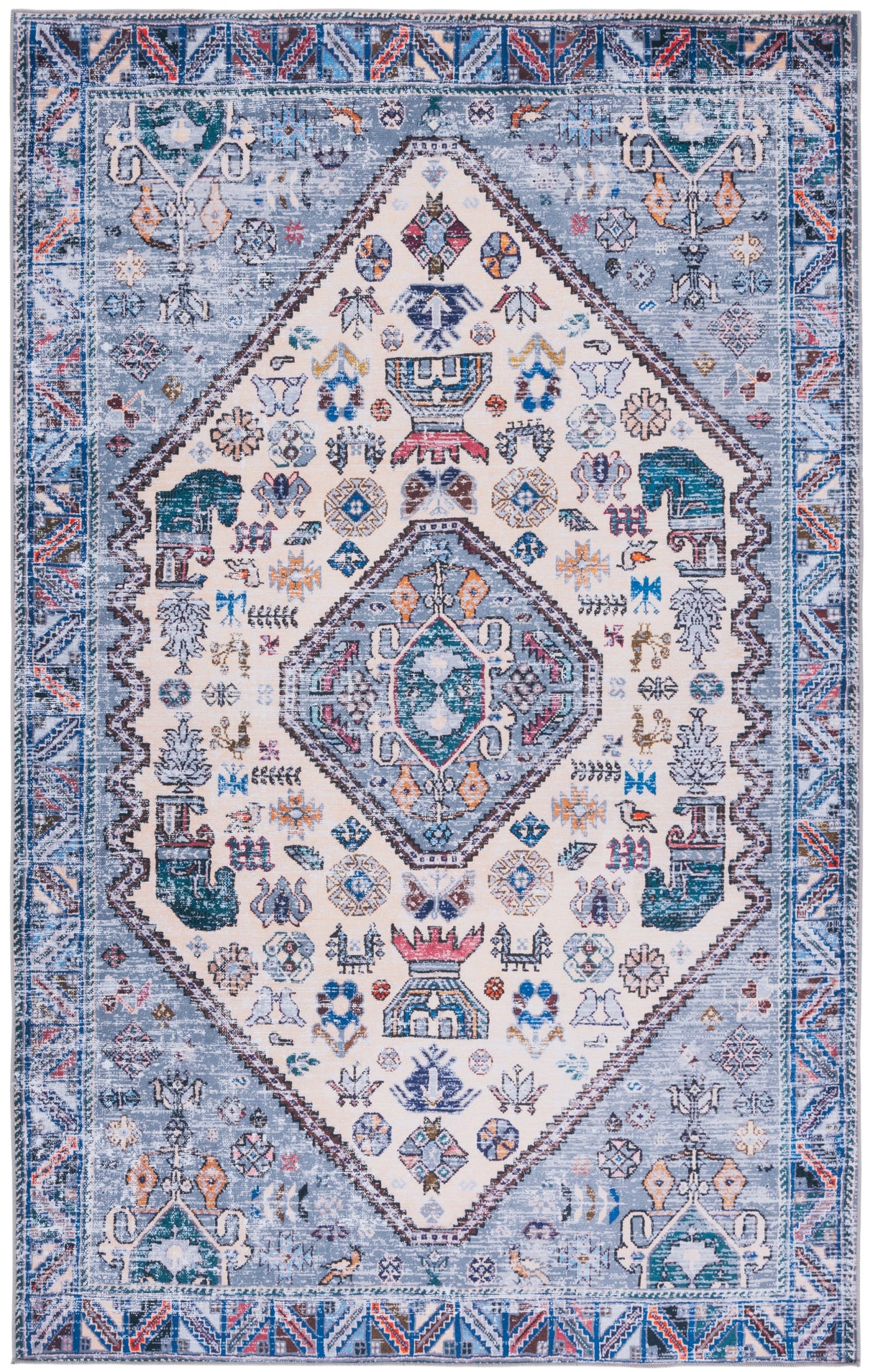 Safavieh Machine Washable Tucson Tsn194C Beige/Grey Rug.