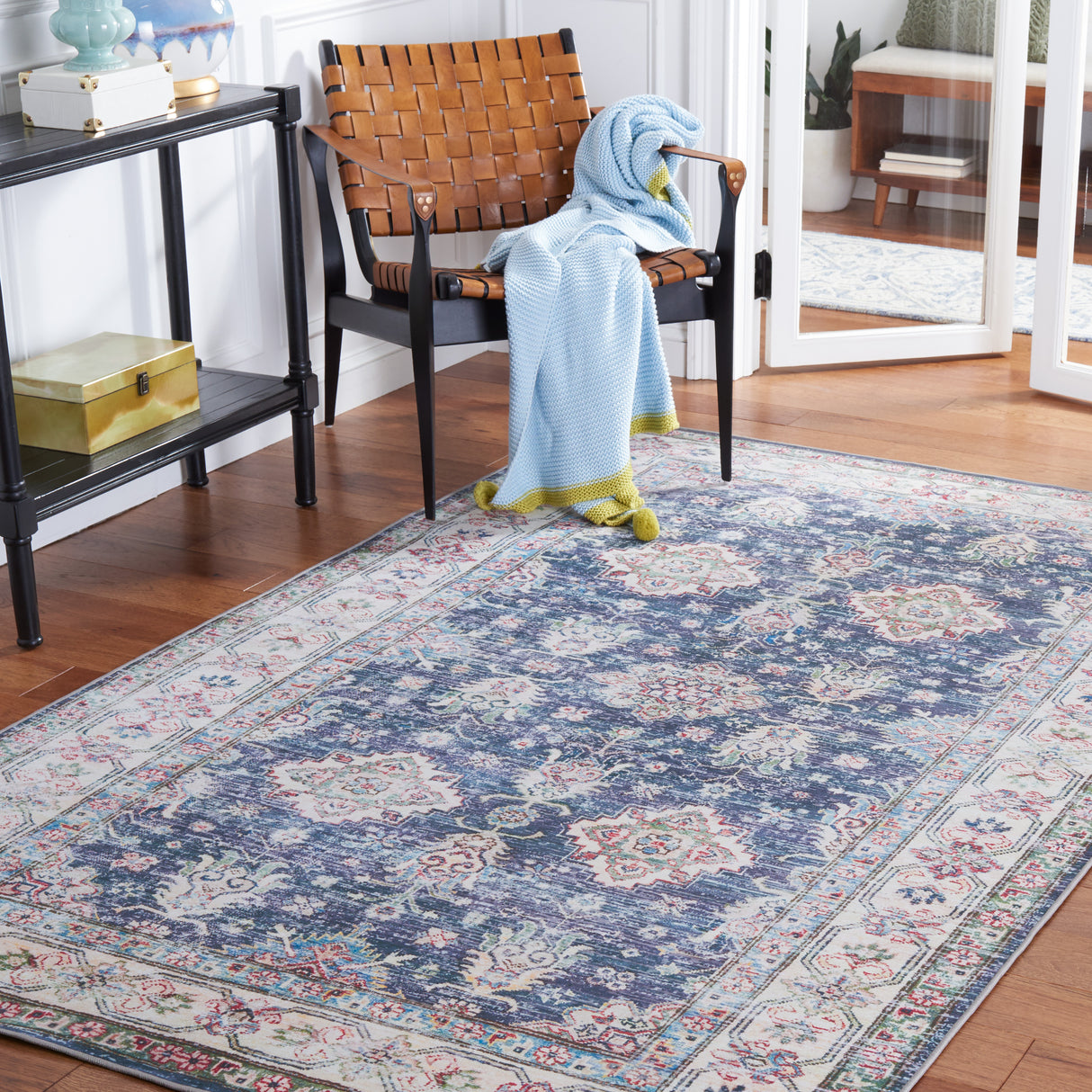Safavieh Machine Washable Tucson Tsn196N Navy/Beige Rug.