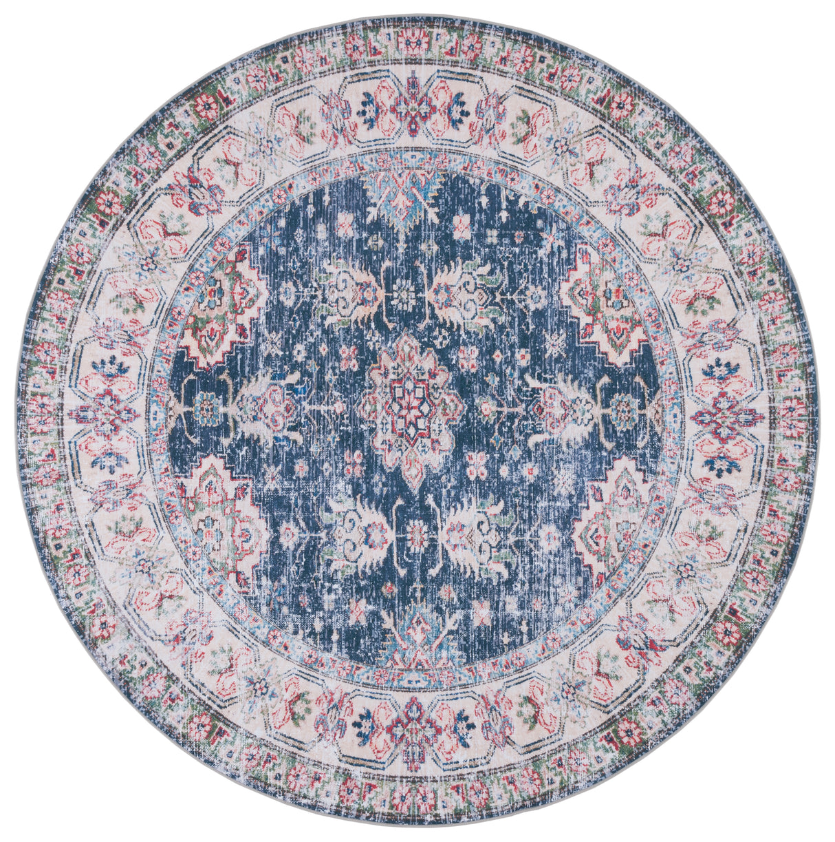 Safavieh Machine Washable Tucson Tsn196N Navy/Beige Rug.