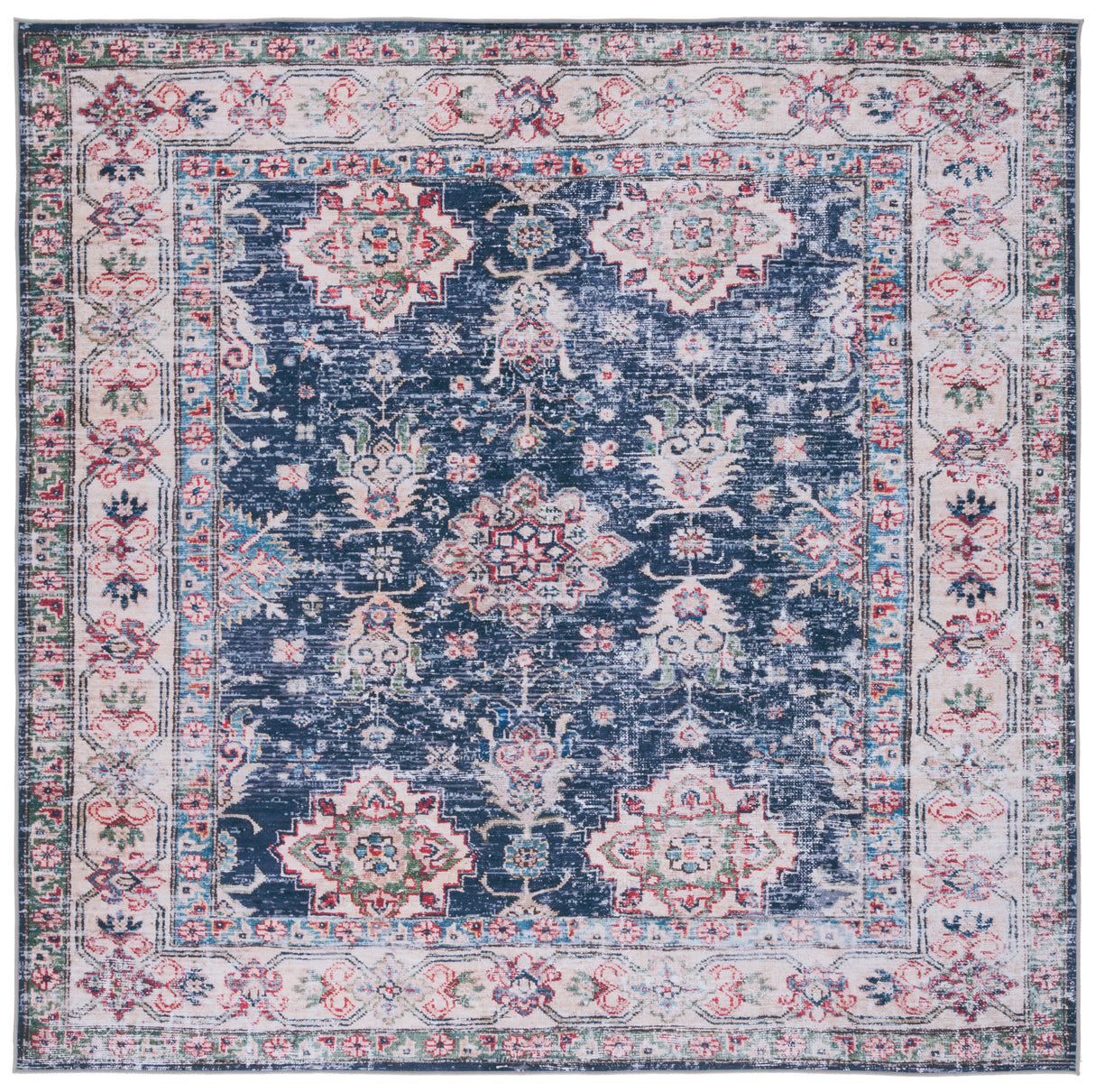 Safavieh Machine Washable Tucson Tsn196N Navy/Beige Rug.