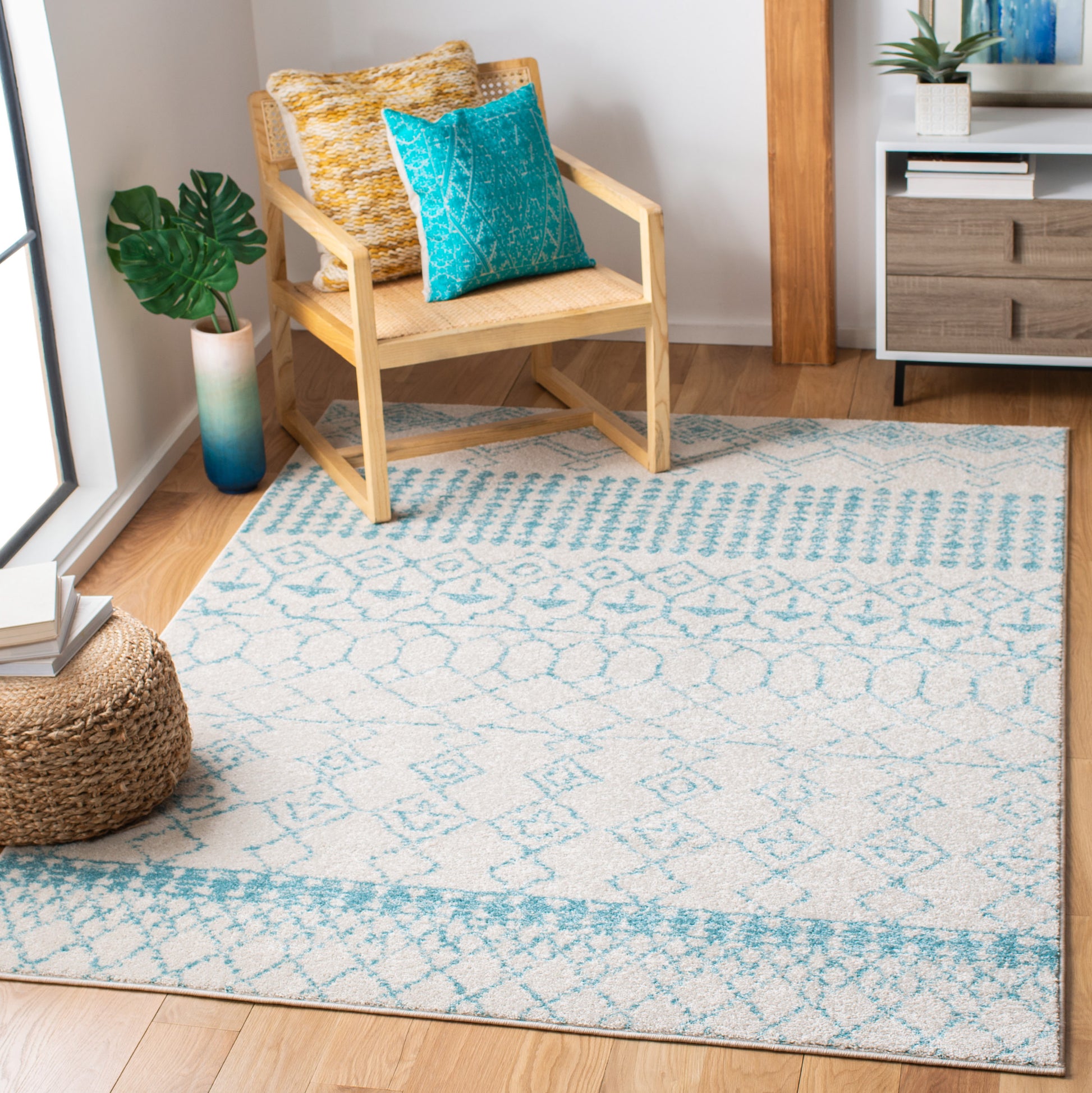 Safavieh Tulum Tul229P Ivory/Turquoise Area Rug