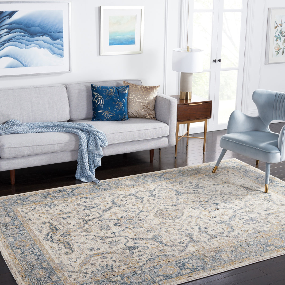 Safavieh Valencia Val566A Ivory/Blue Rugs.