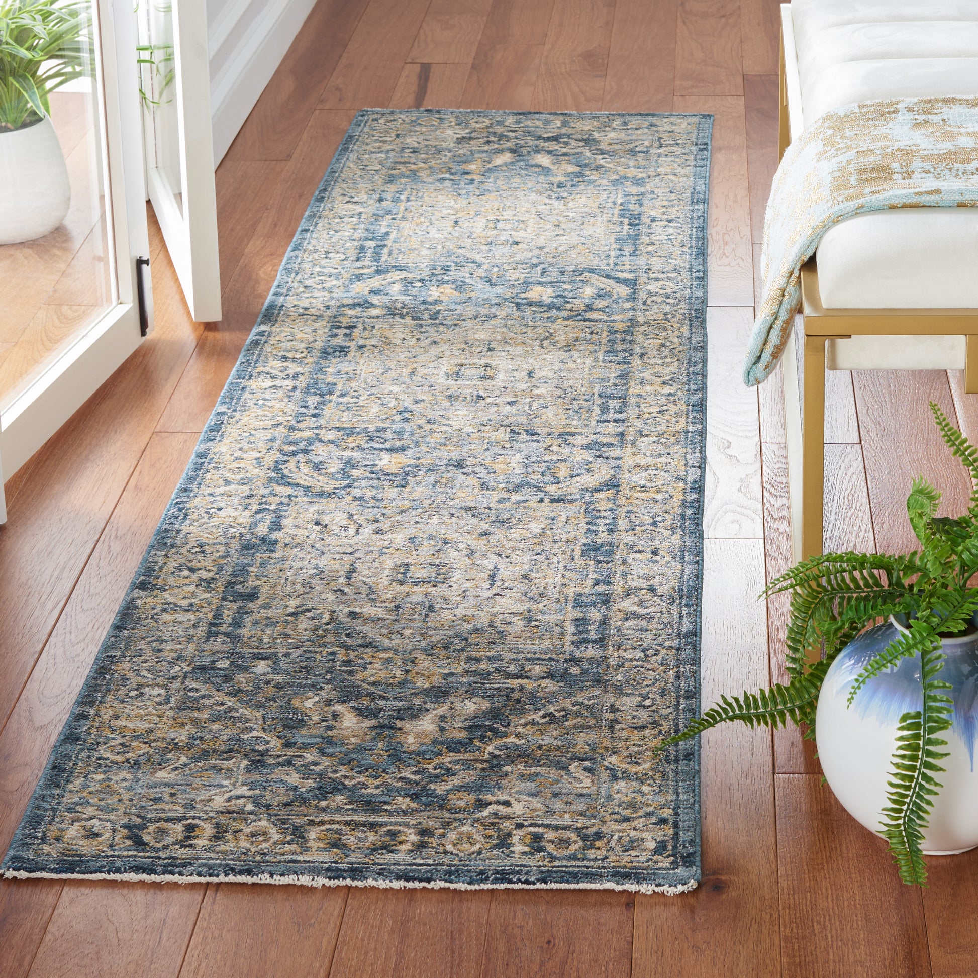 Safavieh Valencia Val568M Dark Blue/Yellow Area Rug