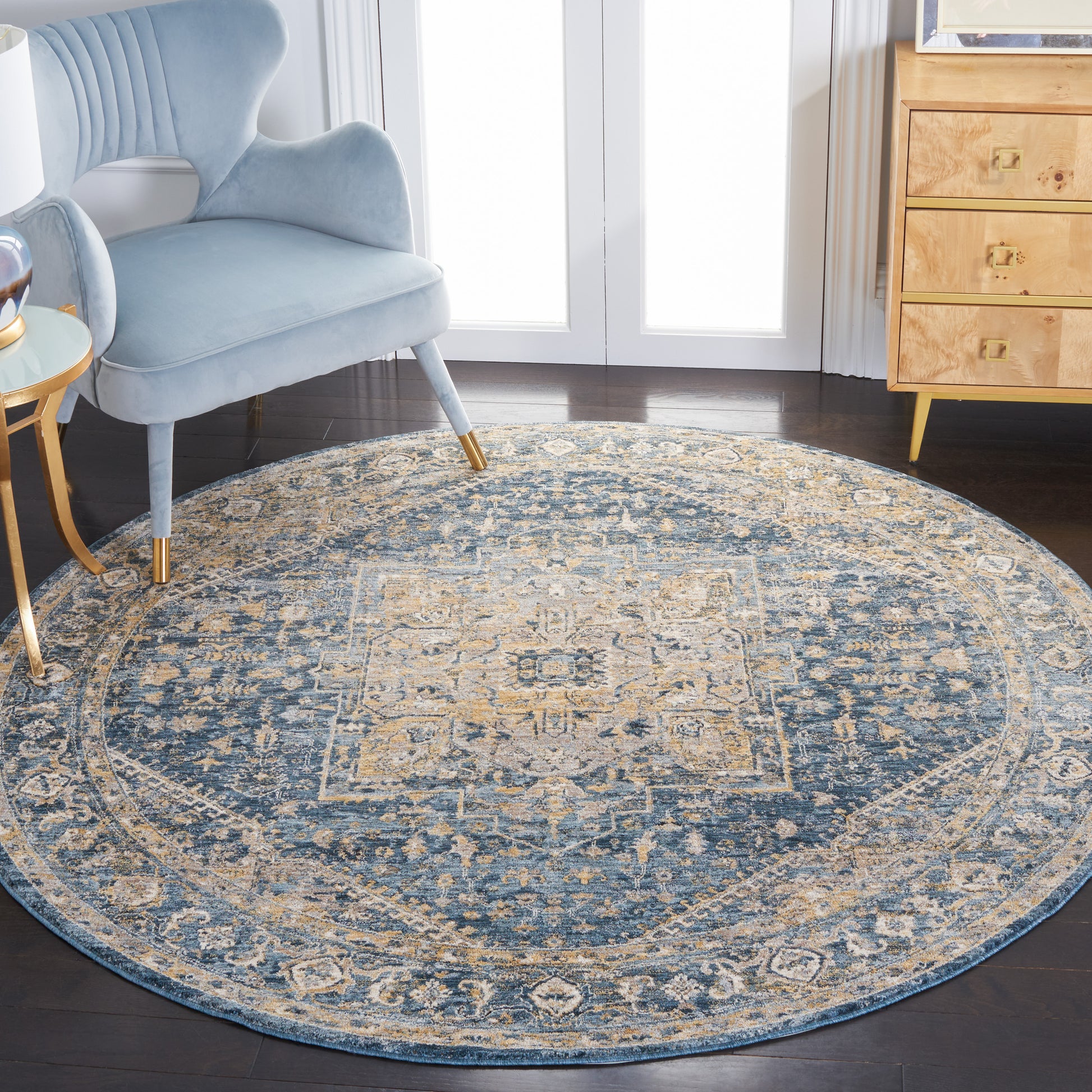 Safavieh Valencia Val568M Dark Blue/Yellow Area Rug