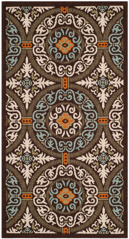 Safavieh Veranda Ver055 Chocolate/Aqua Area Rug