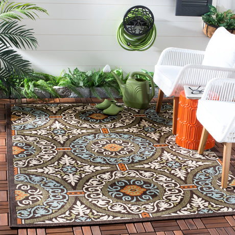 Safavieh Veranda Ver055 Chocolate/Aqua Rug.