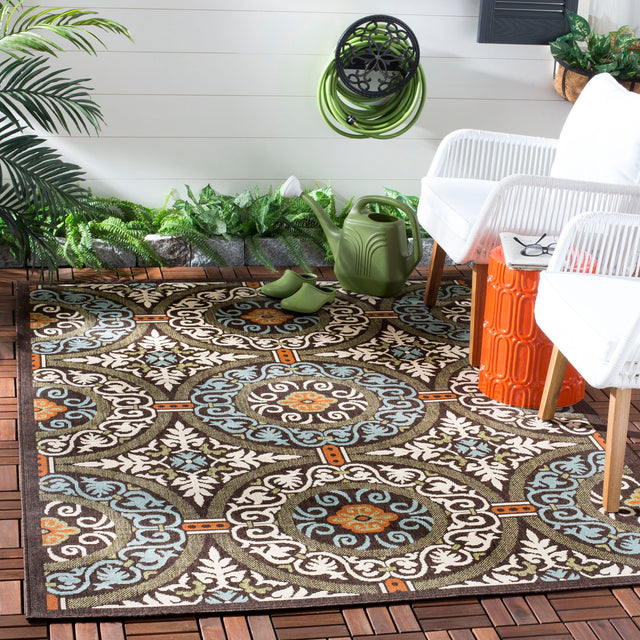 Safavieh Veranda Ver055 Chocolate/Aqua Rug.