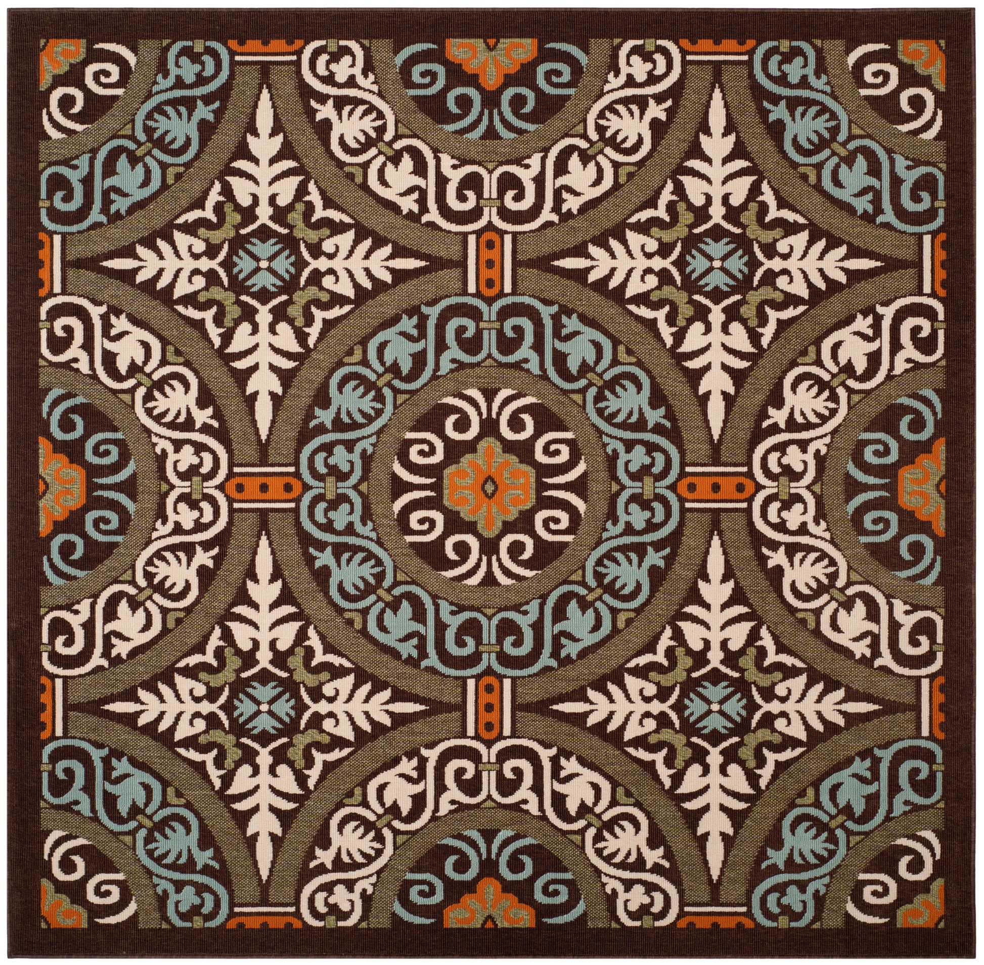 Safavieh Veranda Ver055 Chocolate/Aqua Area Rug