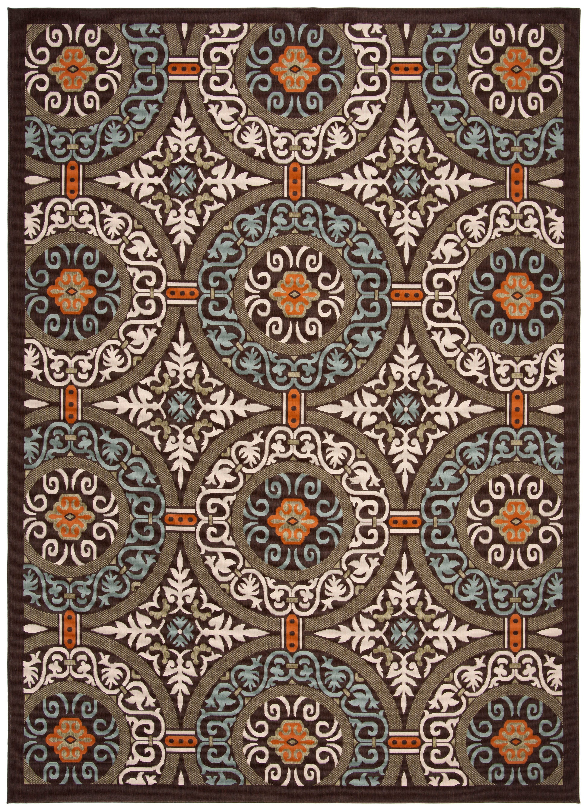 Safavieh Veranda Ver055 Chocolate/Aqua Area Rug