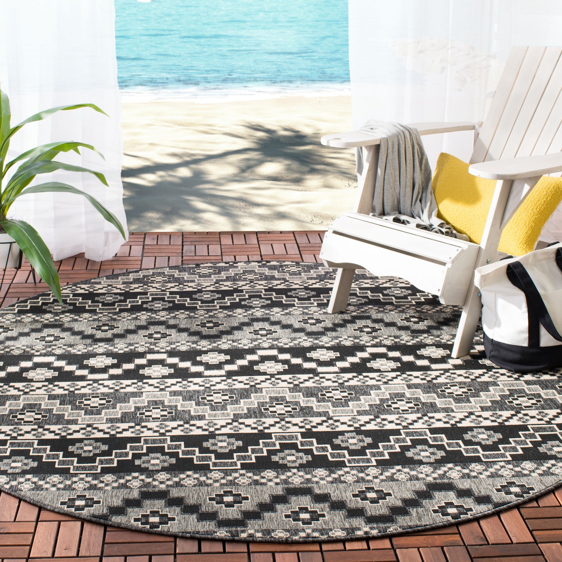 Safavieh Veranda Ver095 Black/Beige Area Rug