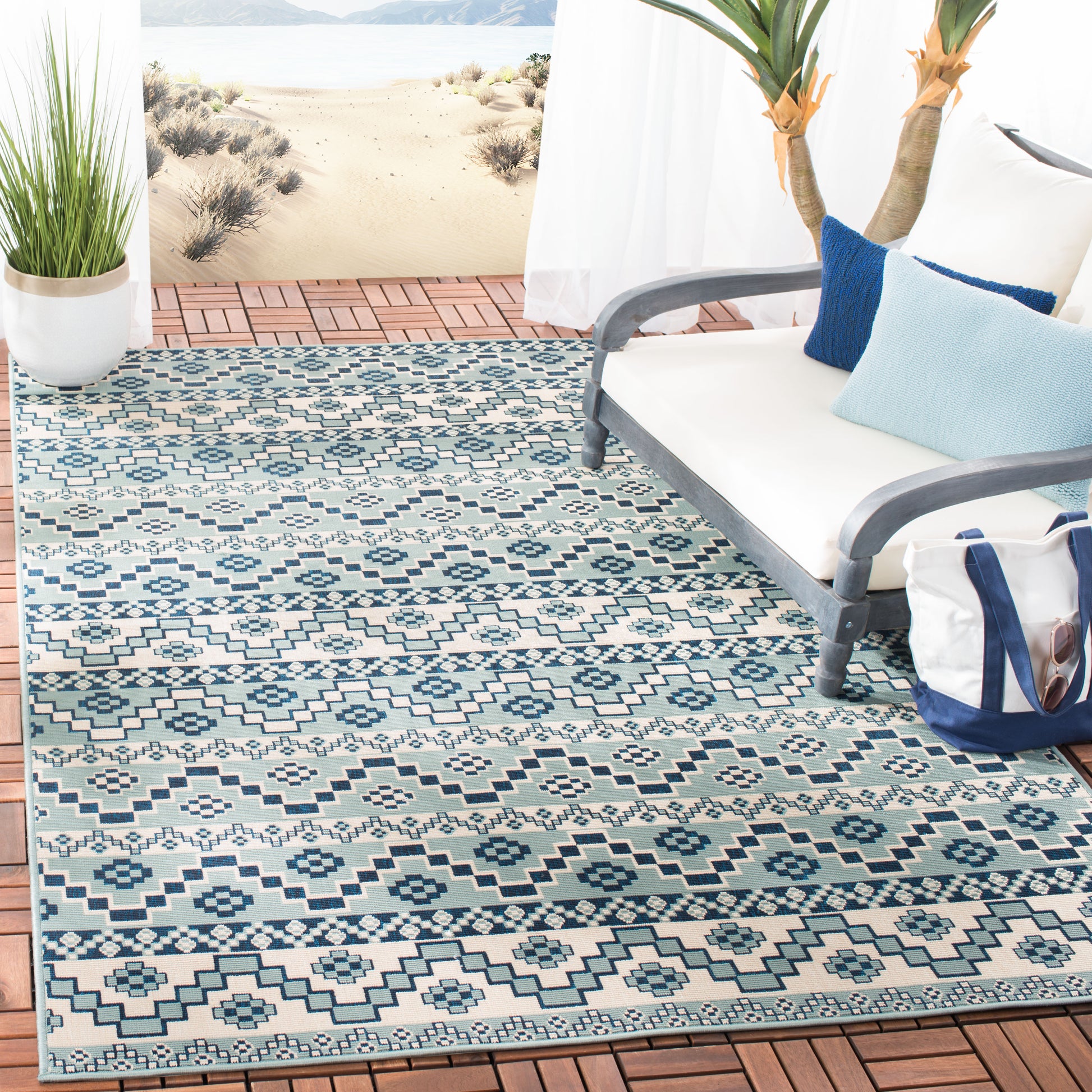 Safavieh Veranda Ver095 Turquoise/Blue Area Rug