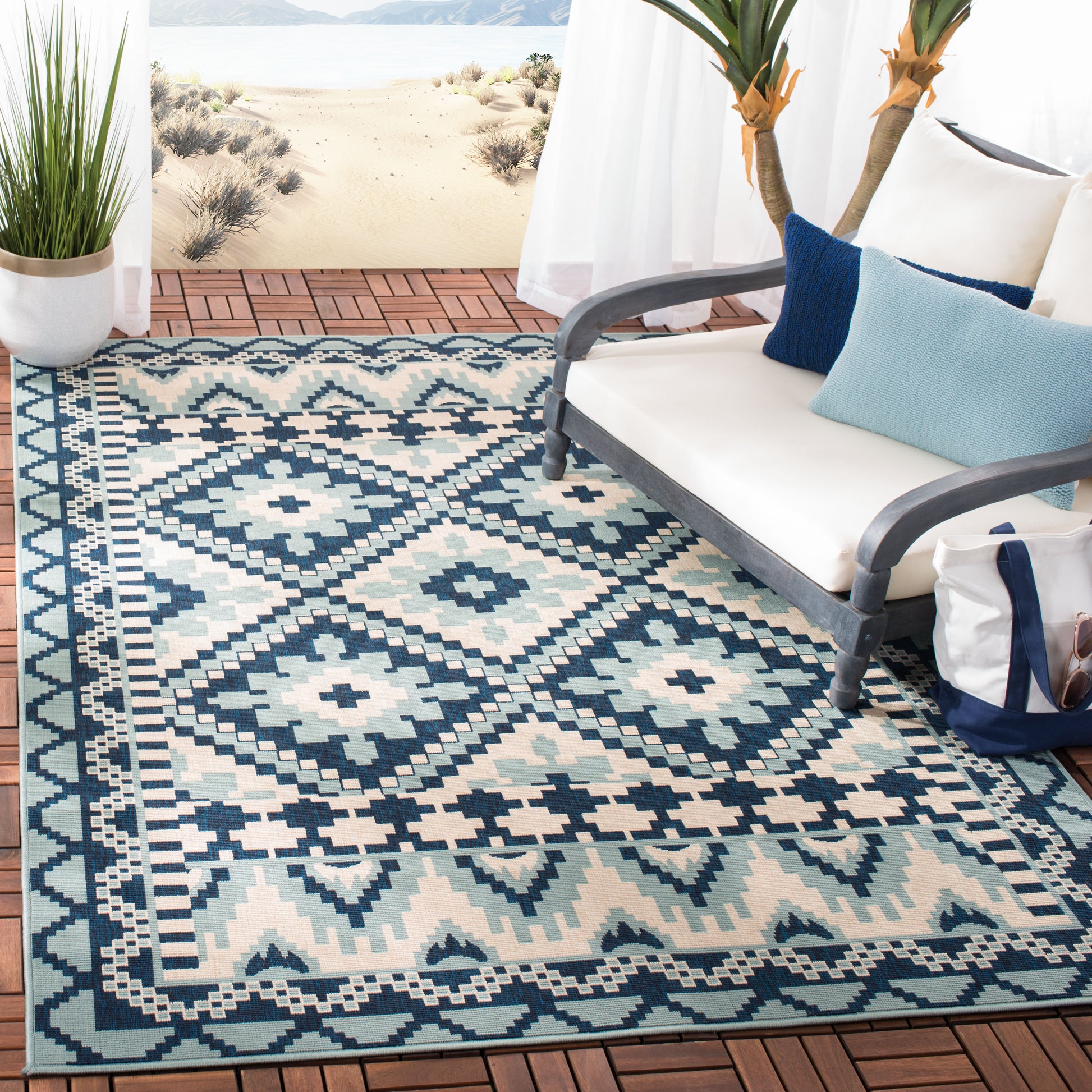 Safavieh Veranda Ver096 Turquoise/Blue Area Rug