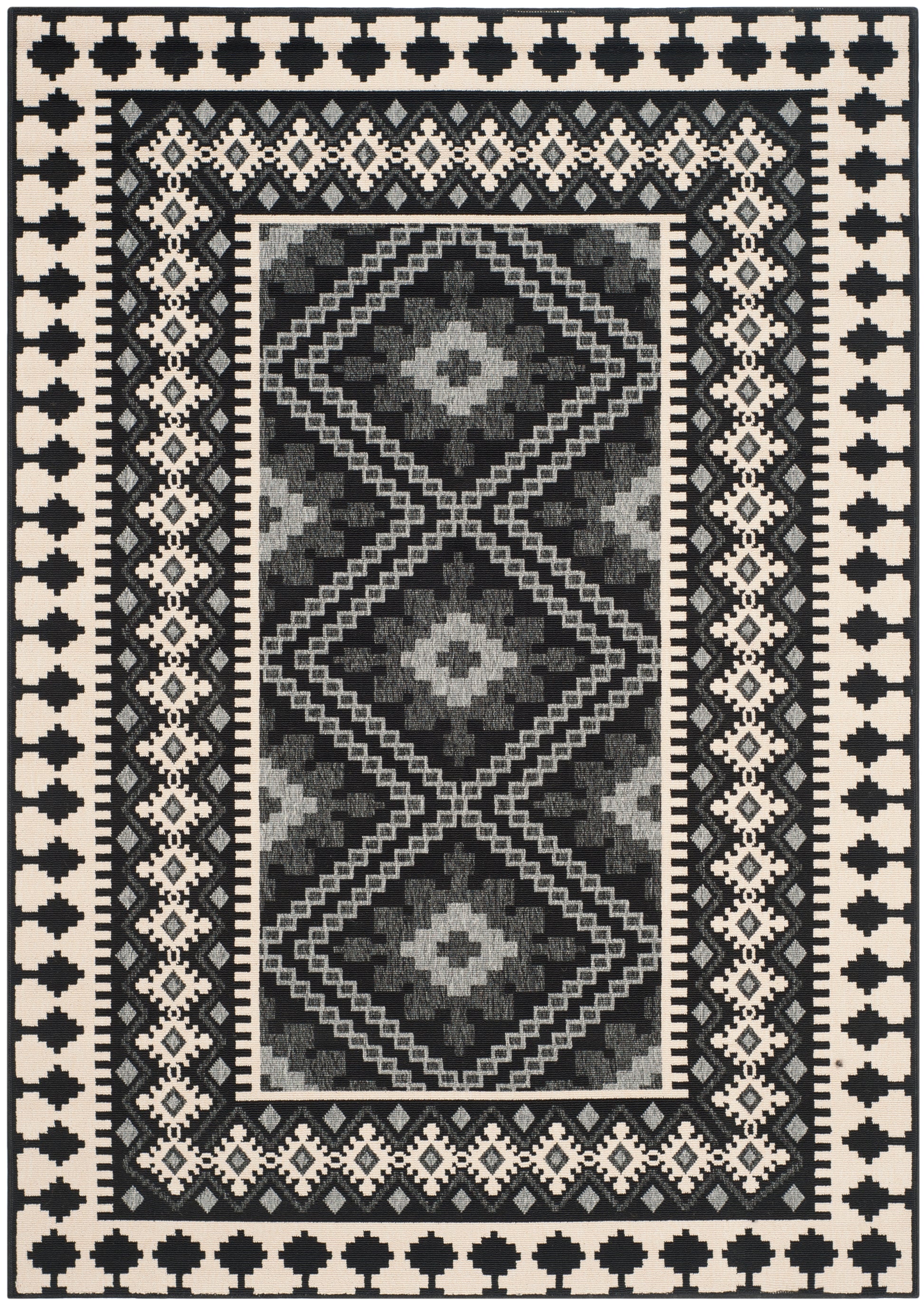 Safavieh Veranda Ver099 Black/Creme Area Rug