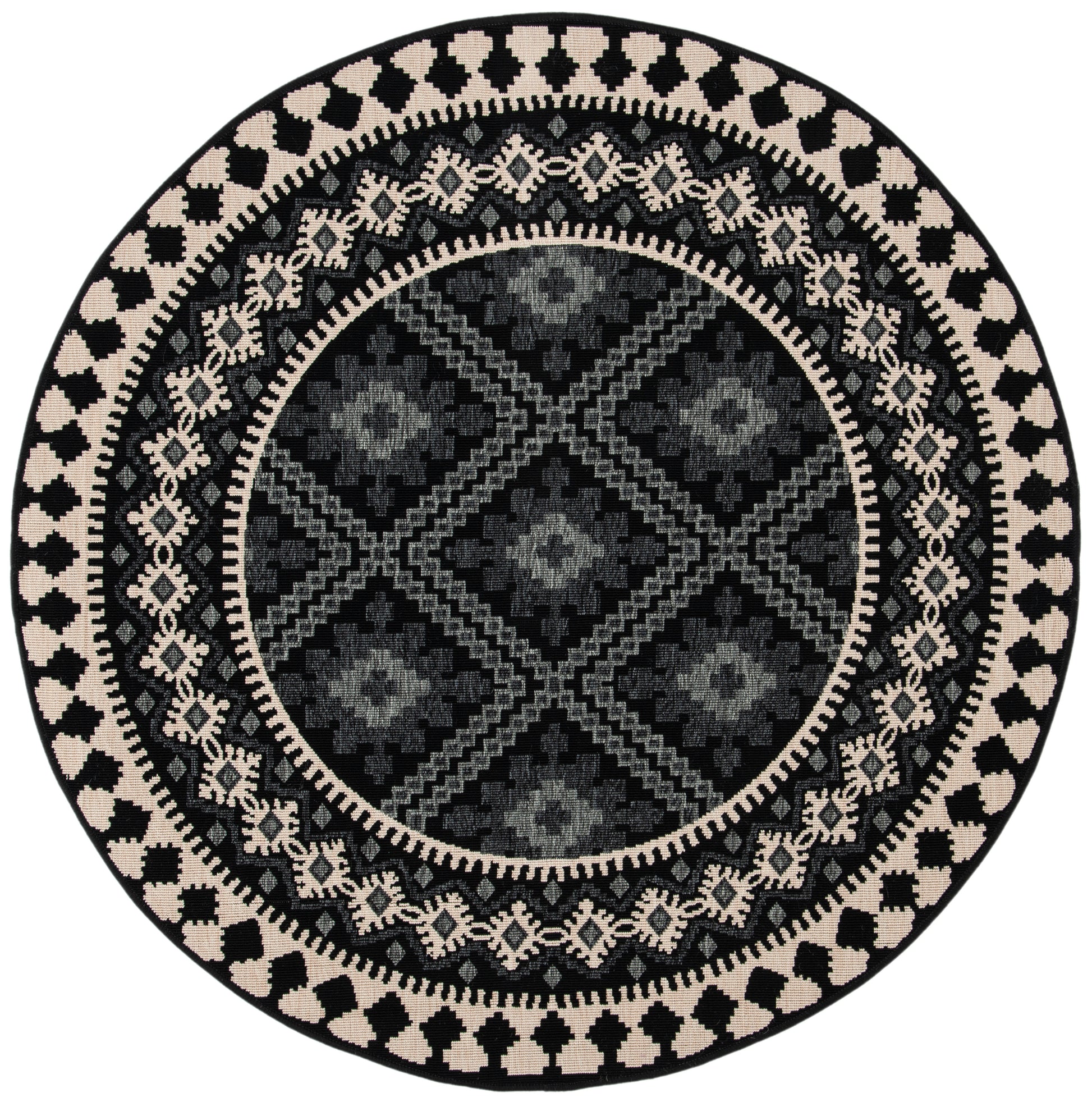 Safavieh Veranda Ver099 Black/Creme Area Rug