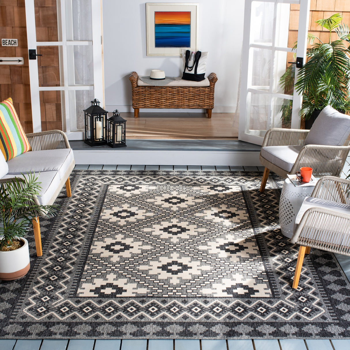 Safavieh Veranda Ver099 Ivory/Charcoal Rug.