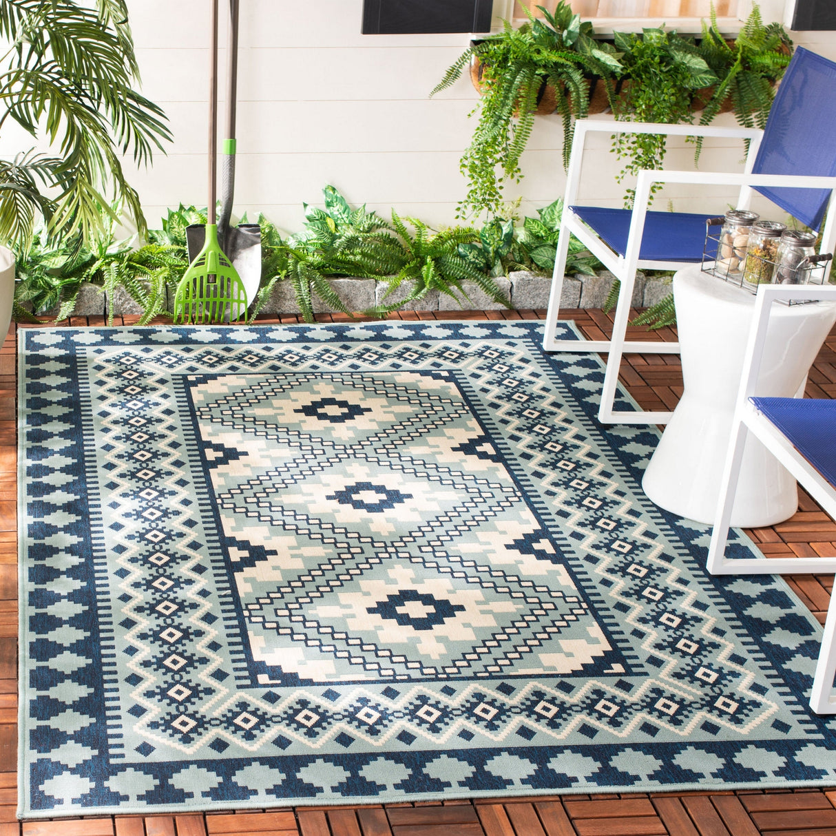 Safavieh Veranda Ver099 Ivory/Blue Rug.