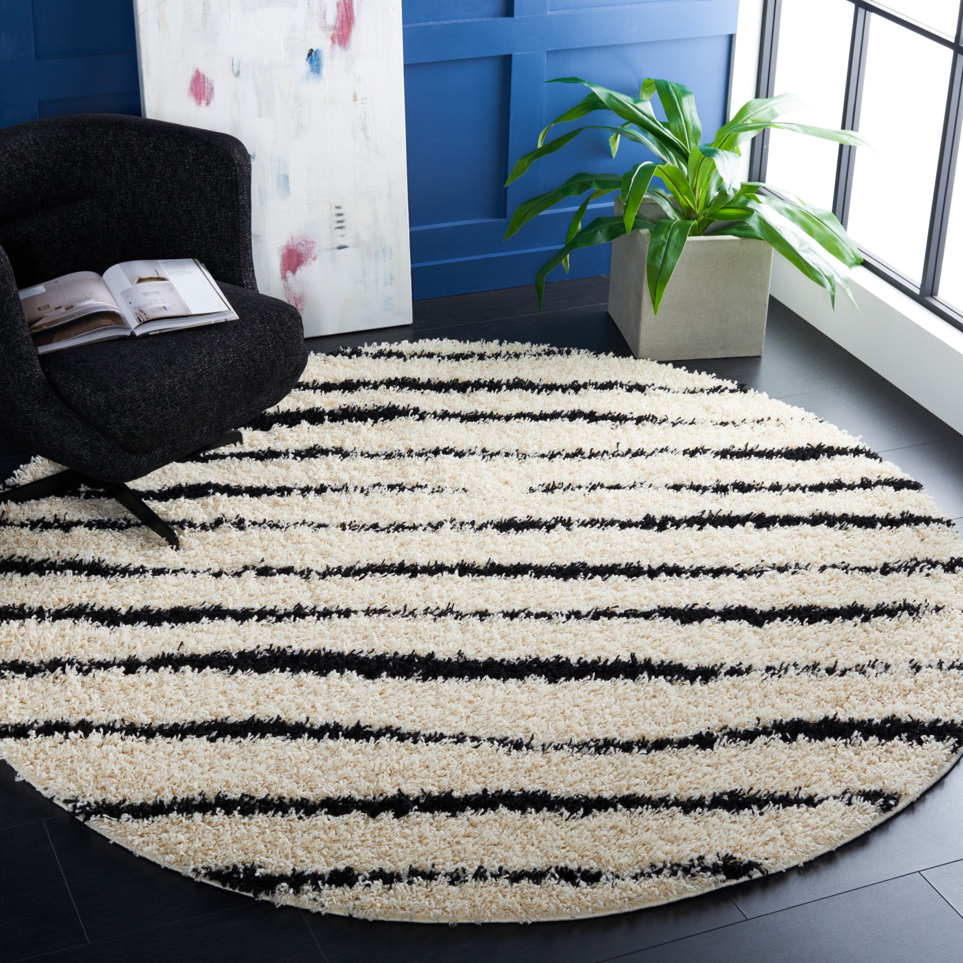 Safavieh Venus Shag Vns603A Ivory/Black Area Rug