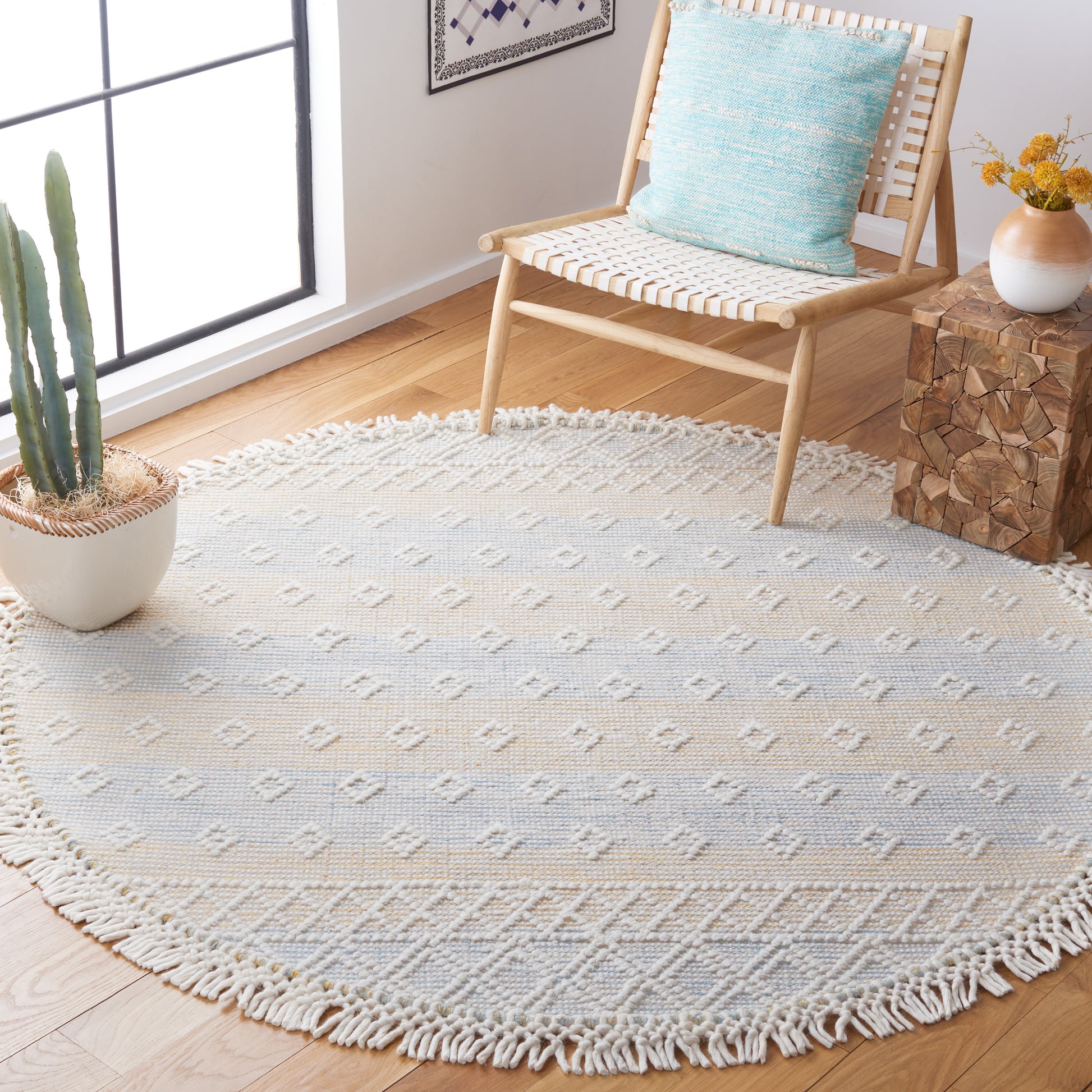 Safavieh Vermont Vrm252L Light Blue/Yellow Area Rug