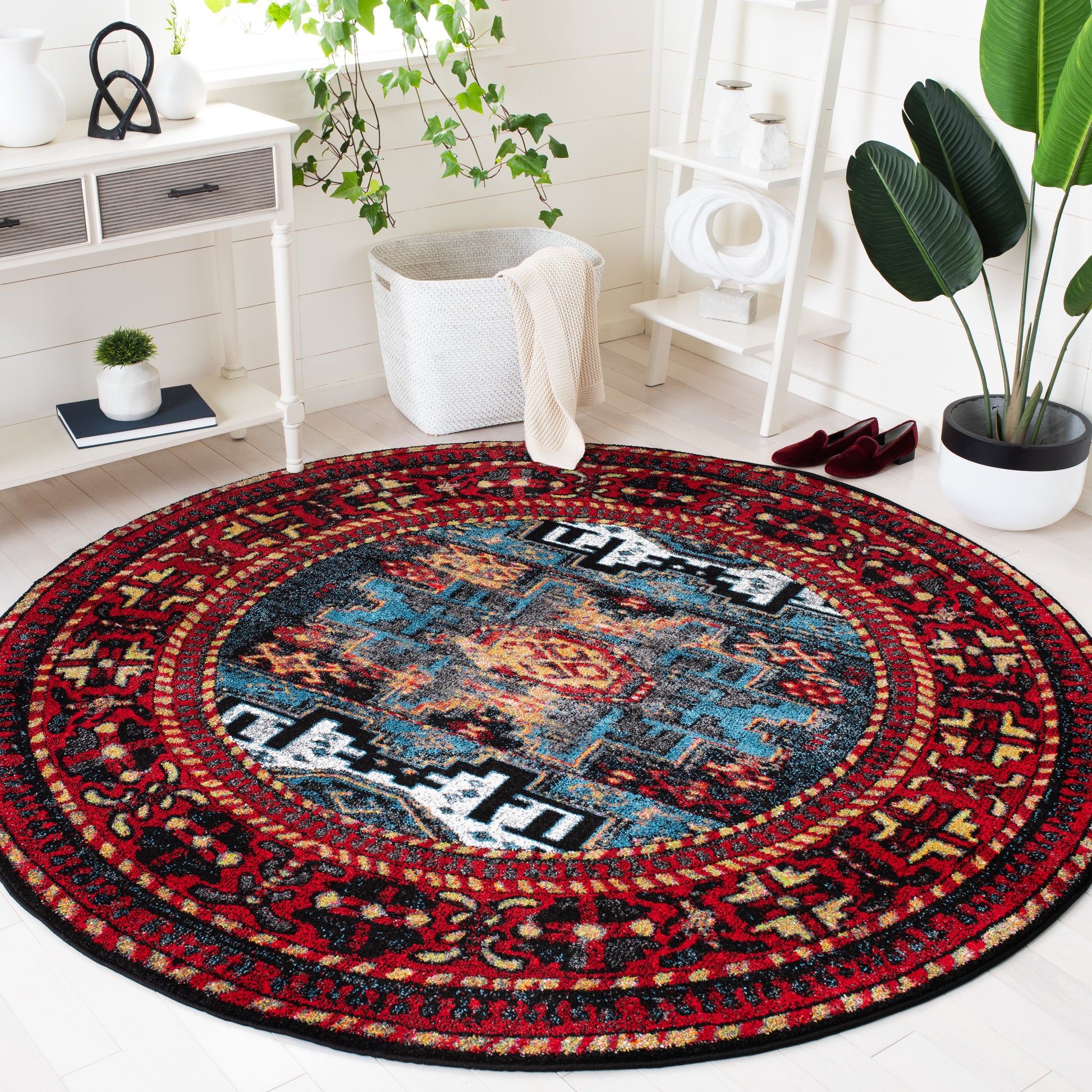 Safavieh Vintage Hamadan Vth213Q Red/Light Blue Area Rug