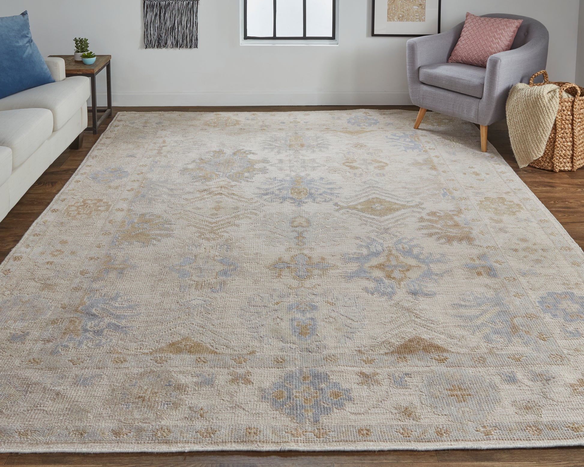 Feizy Wendover 6841F Tan/Blue Area Rug
