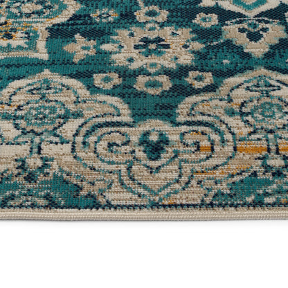 Kaleen Zuma Beach Zum08-78 Turquoise, Gold, Lt Blue, Navy Area Rug