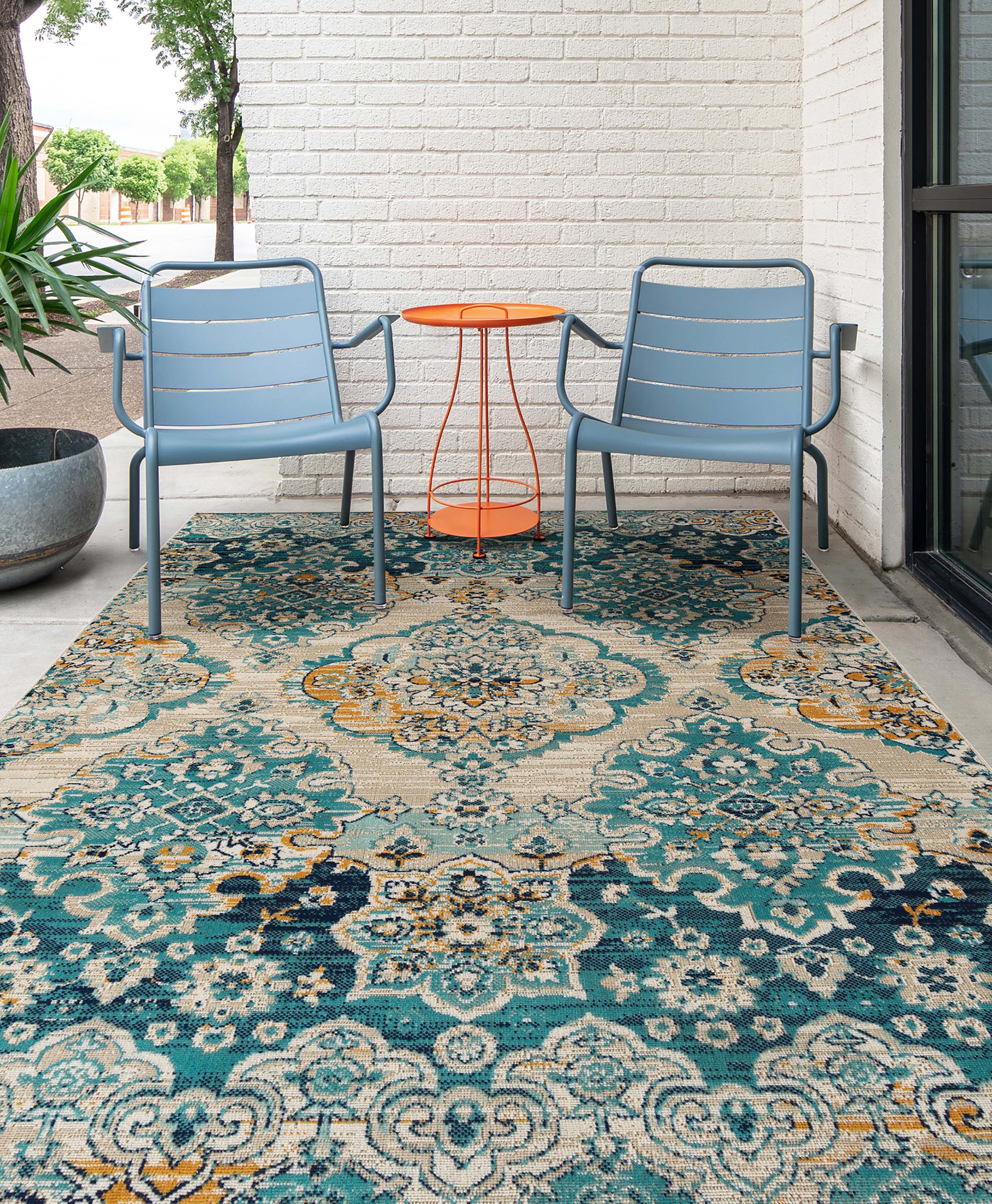 Kaleen Zuma Beach Zum08-78 Turquoise, Gold, Lt Blue, Navy Area Rug