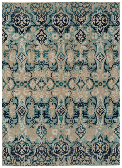 Kaleen Zuma Beach Zum09-17 Blue, Turquoise, Lt Blue, Navy Area Rug