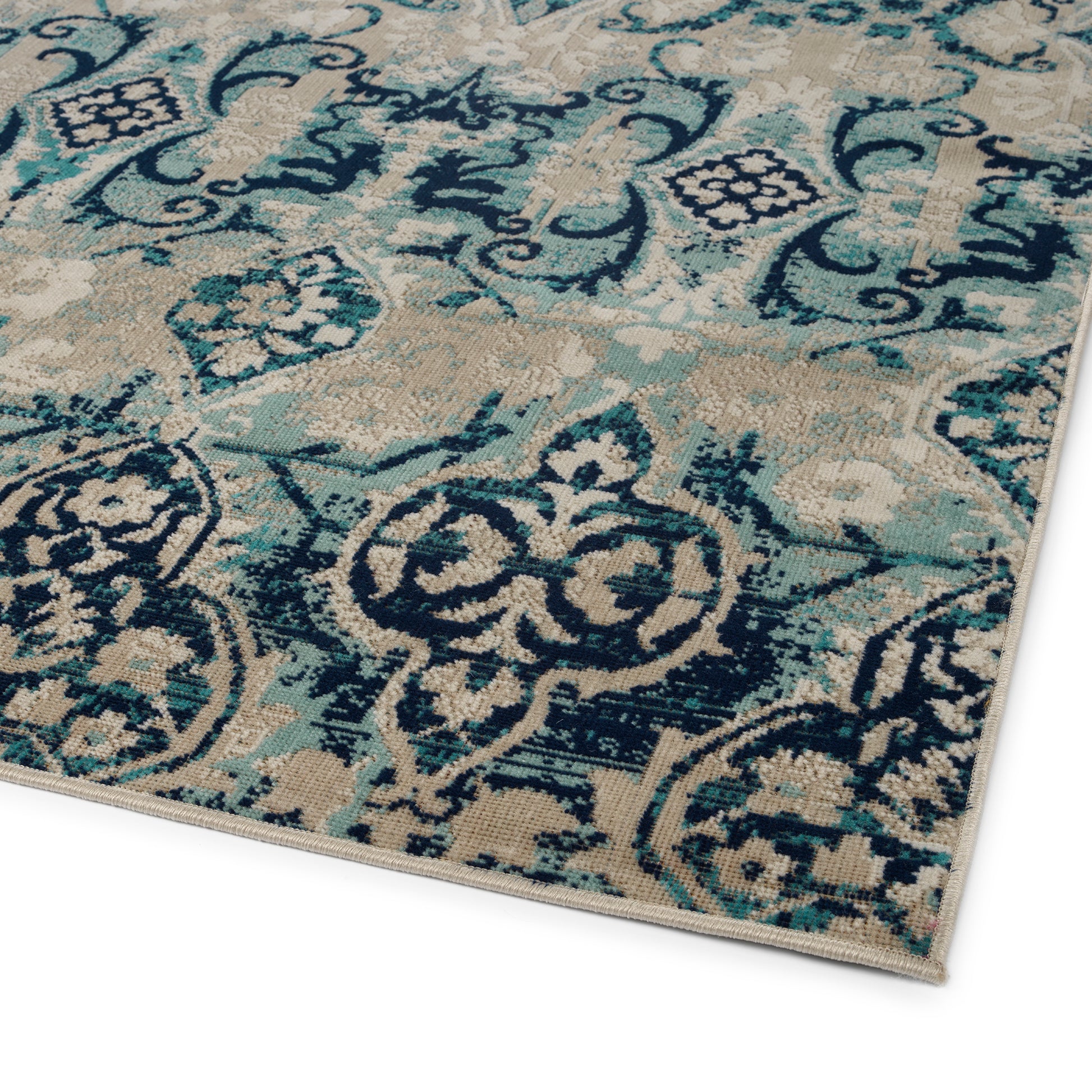 Kaleen Zuma Beach Zum09-17 Blue, Turquoise, Lt Blue, Navy Area Rug