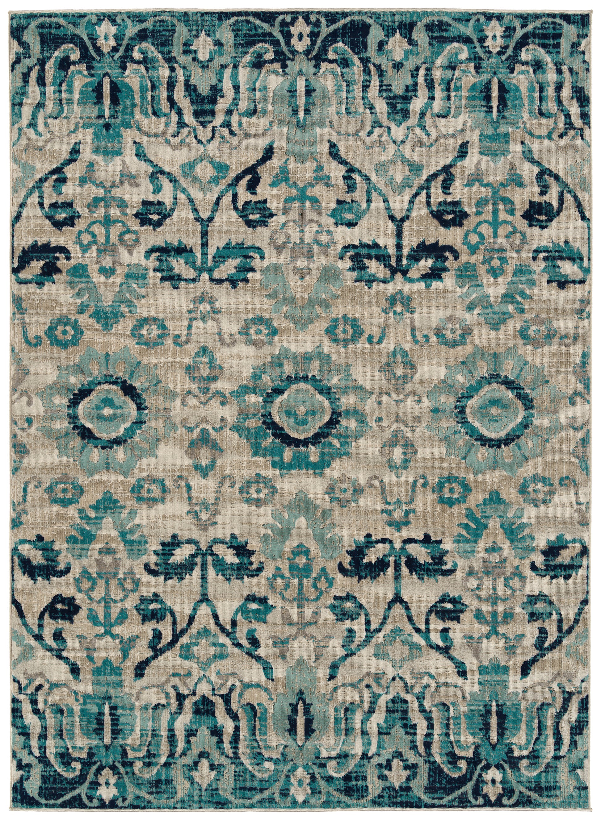 Kaleen Zuma Beach Zum13-17 Blue, Navy, Turquoise, Beige Area Rug