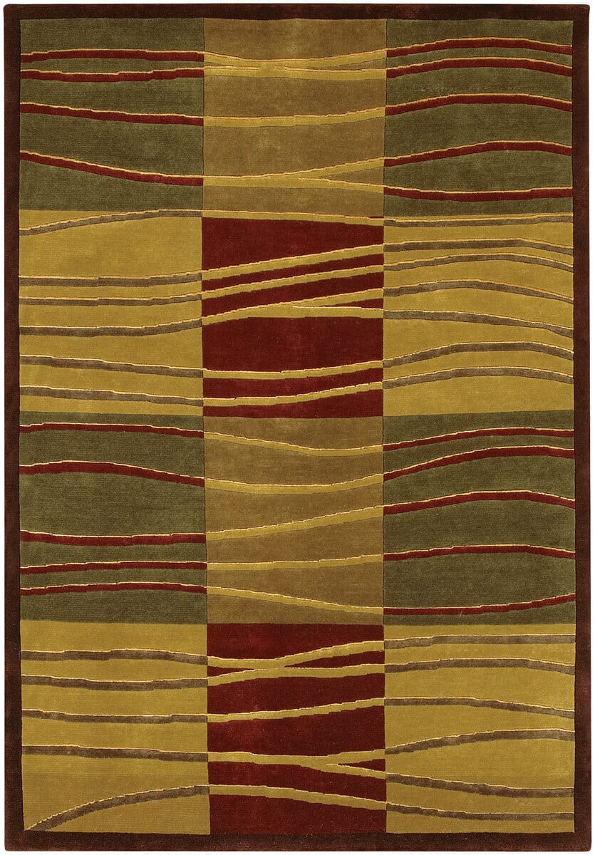 Chandra Aadi Aad1303 Gold / Burgundy / Brown / Green Geometric Area Rug