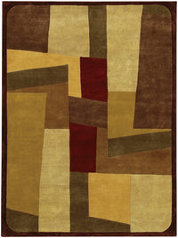 Chandra Aadi Aad1304 Gold / Burgundy / Brown / Green Geometric Area Rug