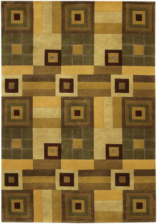 Chandra Aadi Aad1305 Gold / Brown / Green / Tan Geometric Area Rug