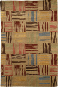 Chandra Aadi Aad1328 Brown / Cherry / Gold / Blue Geometric Area Rug