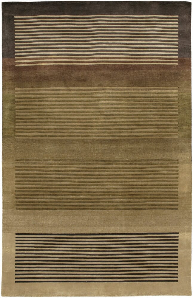 Chandra Aadi Aad1338 Brown / Green / Black / Tan Geometric Area Rug