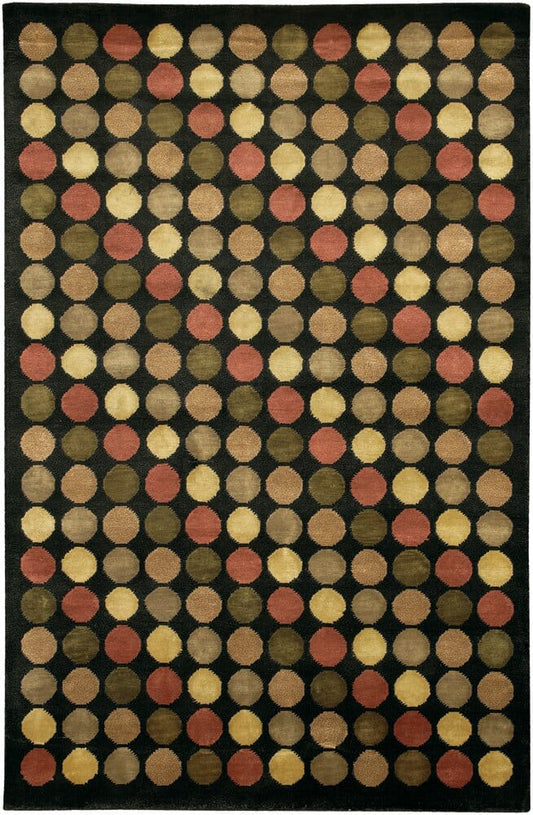 Chandra Aadi Aad1344 Black / Gold / Red / Tan / Green Geometric Area Rug