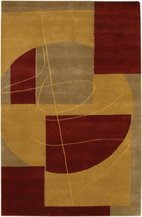 Chandra Aadi Aad1351 Gold / Burgundy / Brown Geometric Area Rug