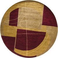 Chandra Aadi Aad1351 Gold / Burgundy / Brown Geometric Area Rug