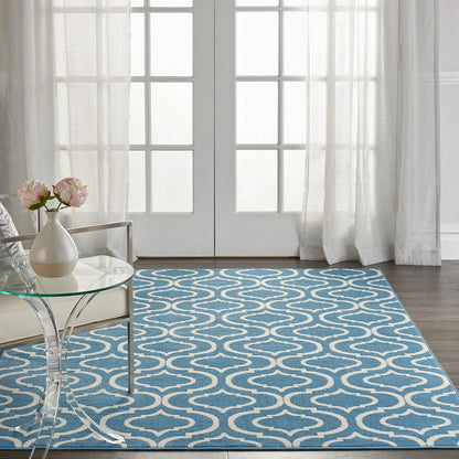 Nourison Jubilant Jub19 Blue Geometric Area Rug