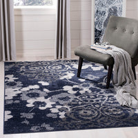 Safavieh Adirondack Adr114N Navy / Silver Floral / Country Area Rug