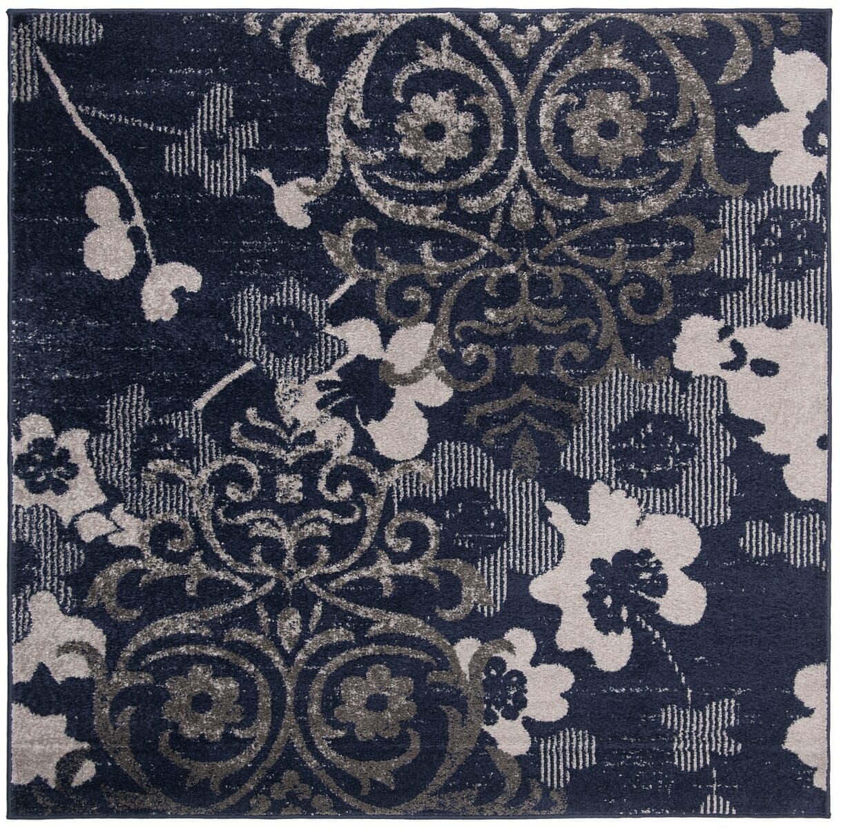 Safavieh Adirondack Adr114N Navy / Silver Floral / Country Area Rug