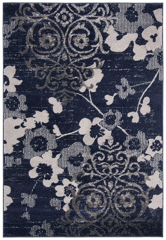 Safavieh Adirondack Adr114N Navy / Silver Floral / Country Area Rug