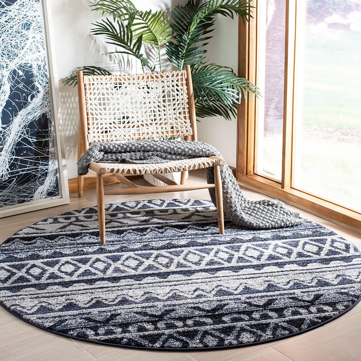 Safavieh Adirondack Adr119M Ivory / Navy Moroccan Area Rug