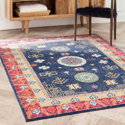 Nuloom Vintage Border Motif Nvi3213A Blue Area Rug