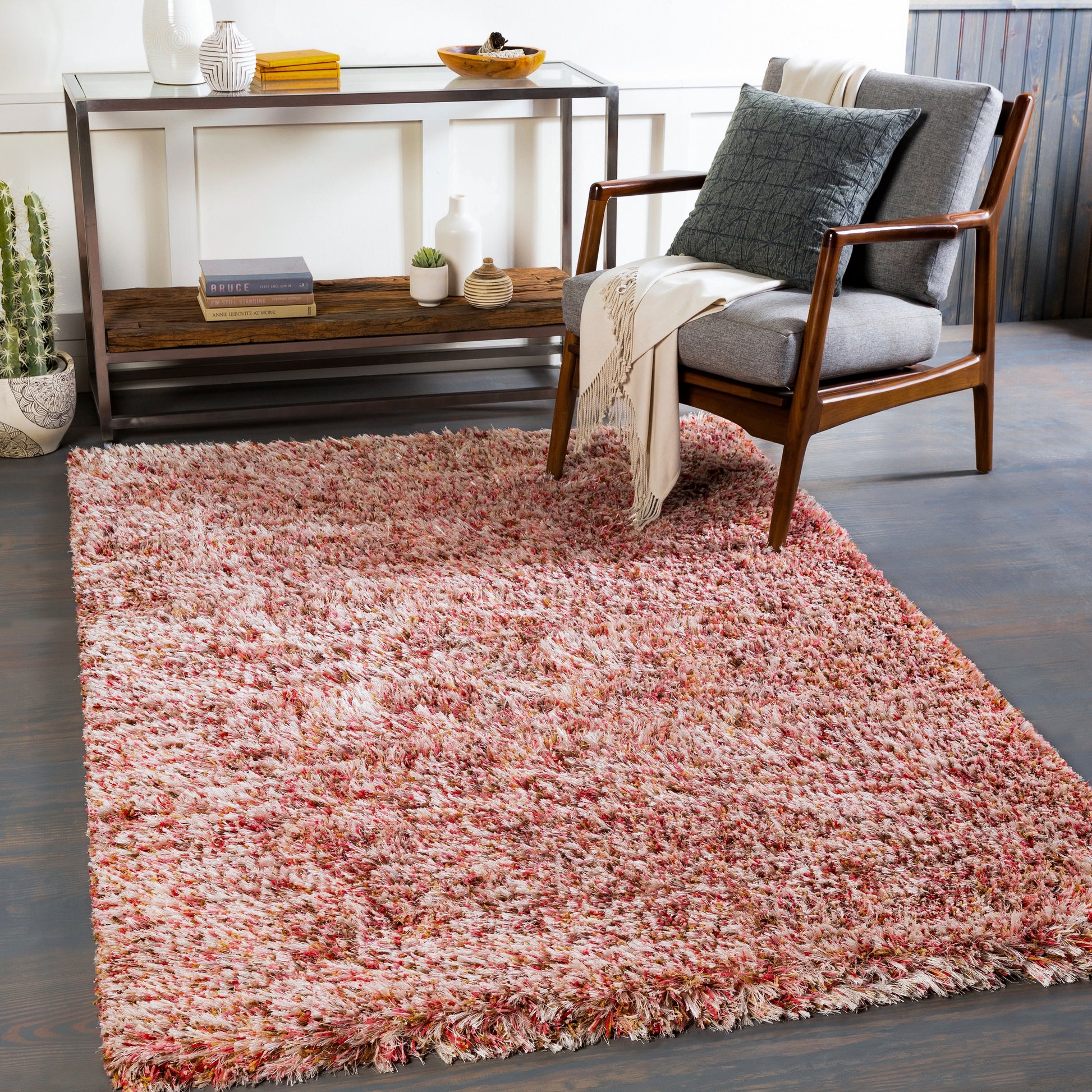 Surya Anaheim Ahm-2302 Bright Pink, Blush, White, Camel Area Rug